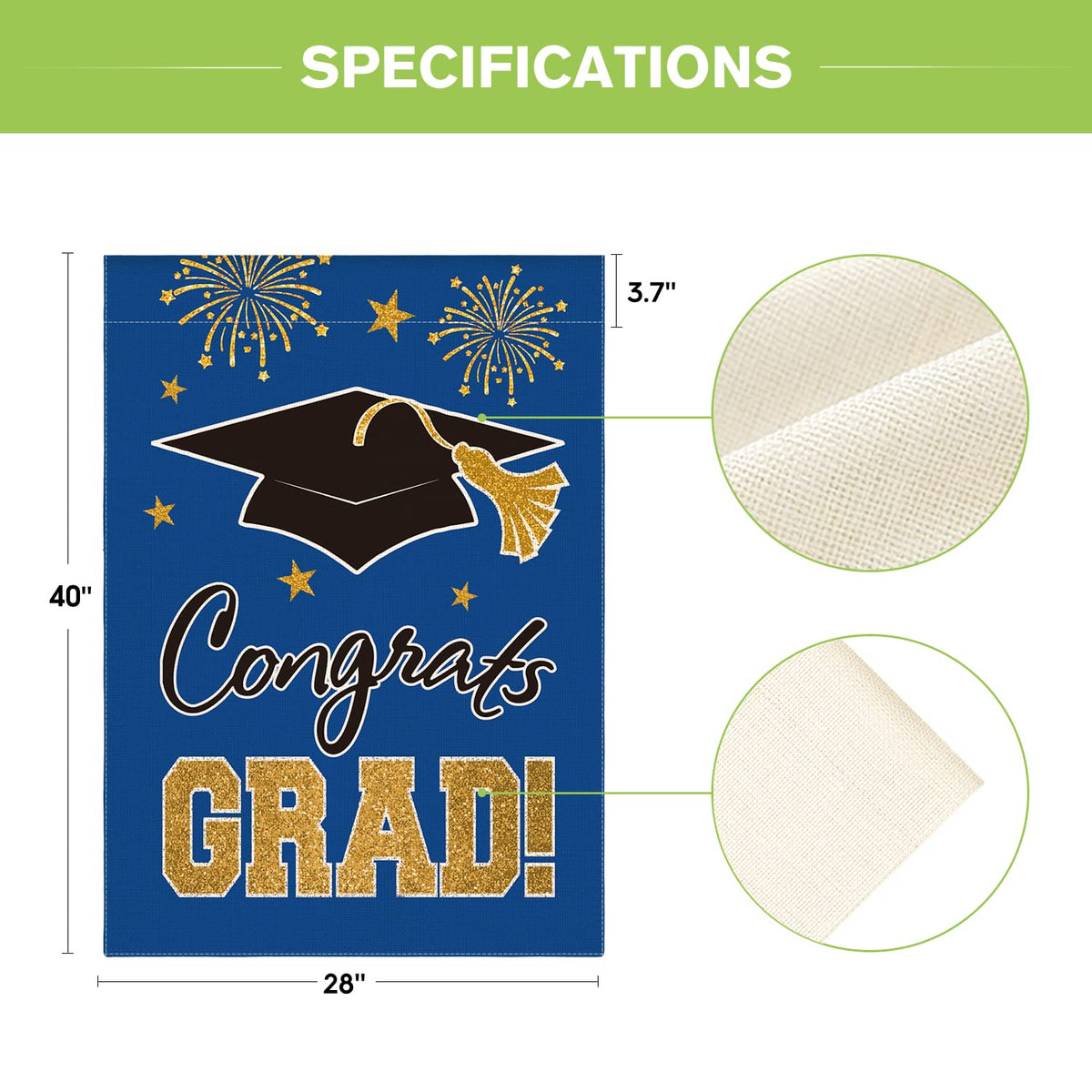 AVOIN colorlife grad cap flag blue closeup fabric and stitching