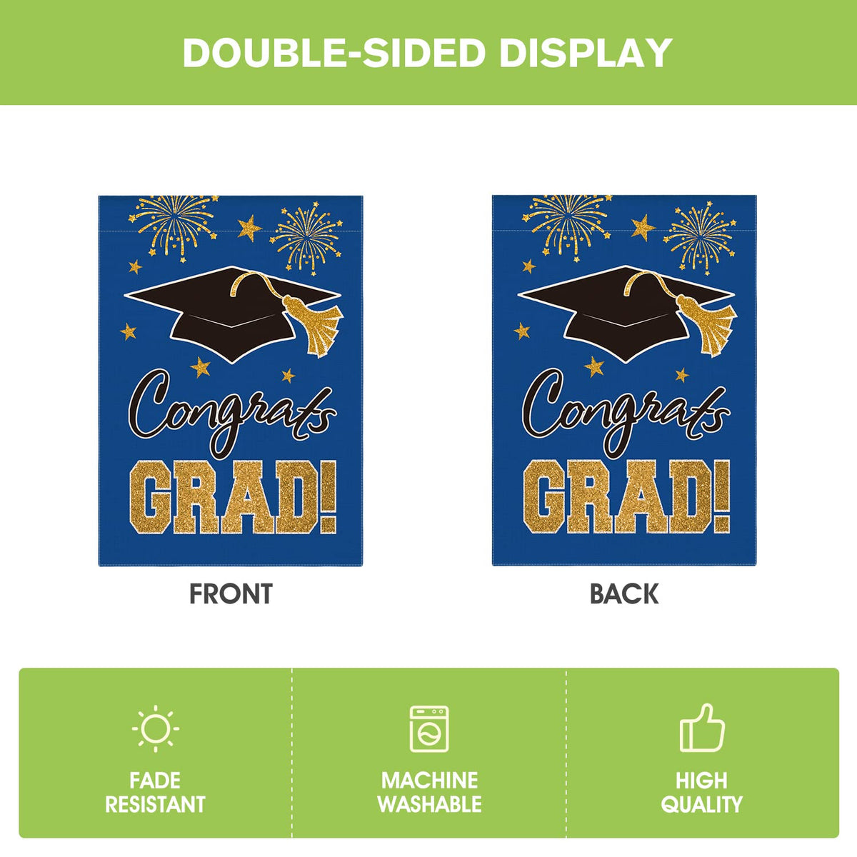 AVOIN colorlife grad cap flag blue garden display for celebrations