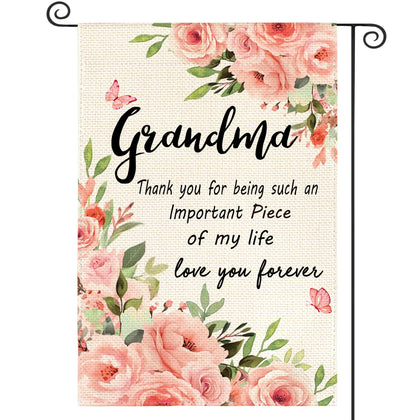 AVOIN colorlife grandma garden flag front view highlighting welcoming design for outdoors.