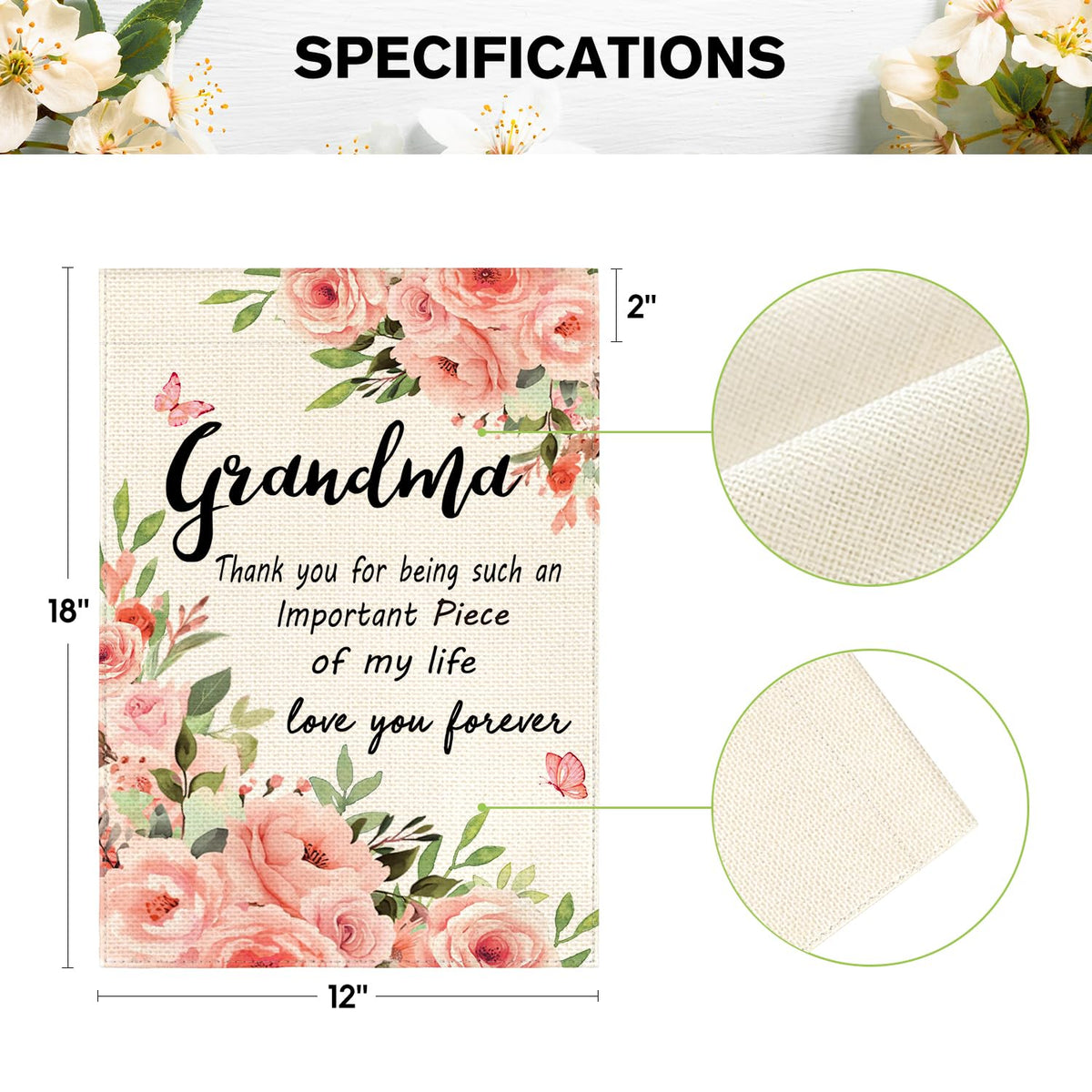 AVOIN colorlife grandma garden flag outdoor setup in porch or garden.