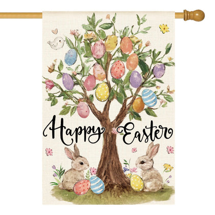 AVOIN colorlife Happy Easter house flag 28x40, double-sided for outdoor decoration