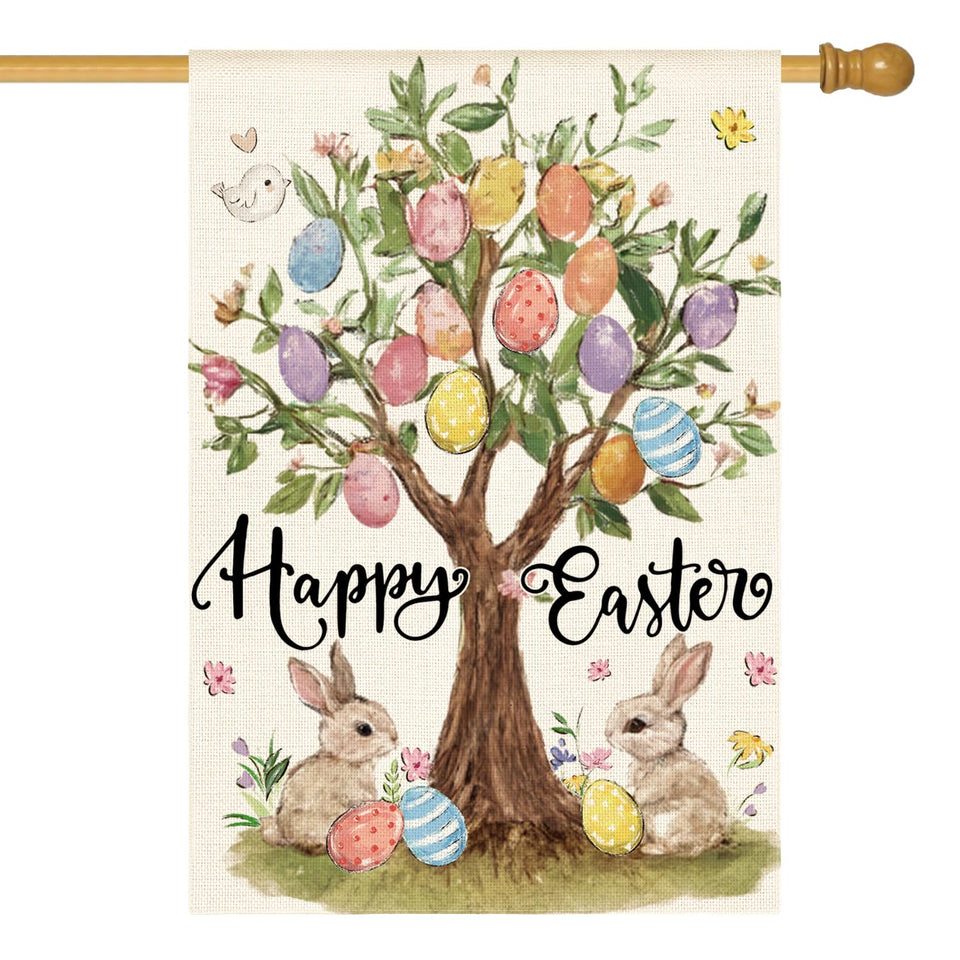 AVOIN colorlife Happy Easter house flag 28x40, double-sided for outdoor decoration