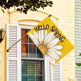 AVOIN colorlife Hello Spring flag daisy design is visible from both sides for outdoor charm.