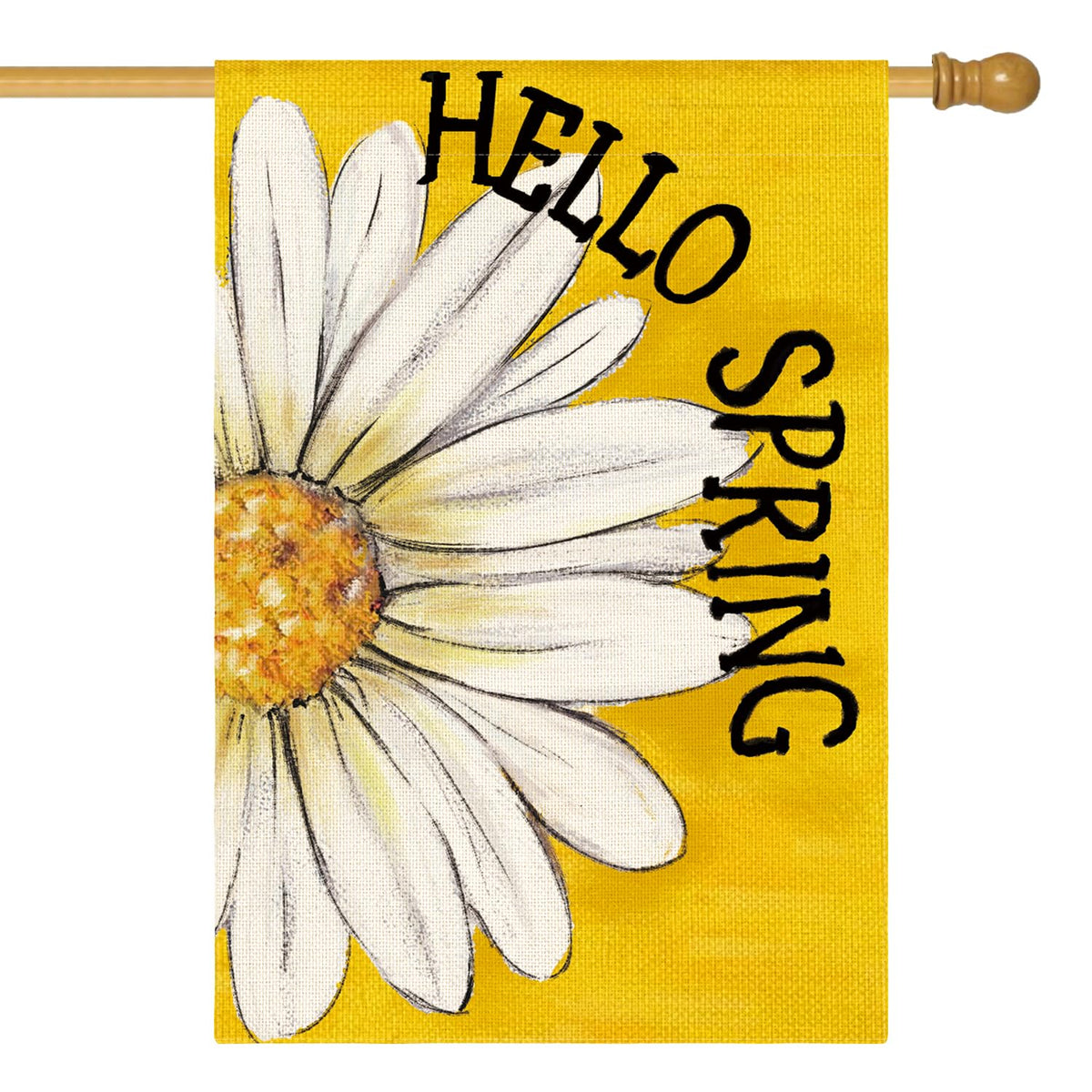 AVOIN colorlife Hello Spring flag with yellow daisies enhances porch decor and curb appeal.