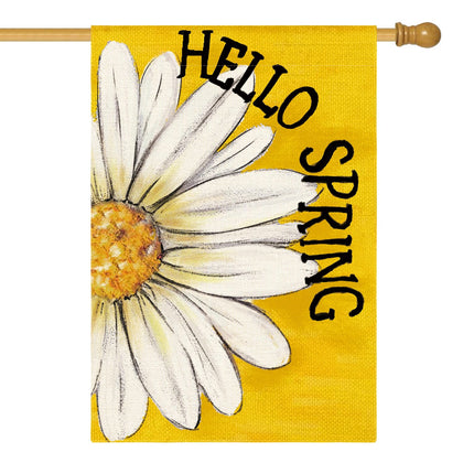 AVOIN colorlife Hello Spring flag with yellow daisies enhances porch decor and curb appeal.