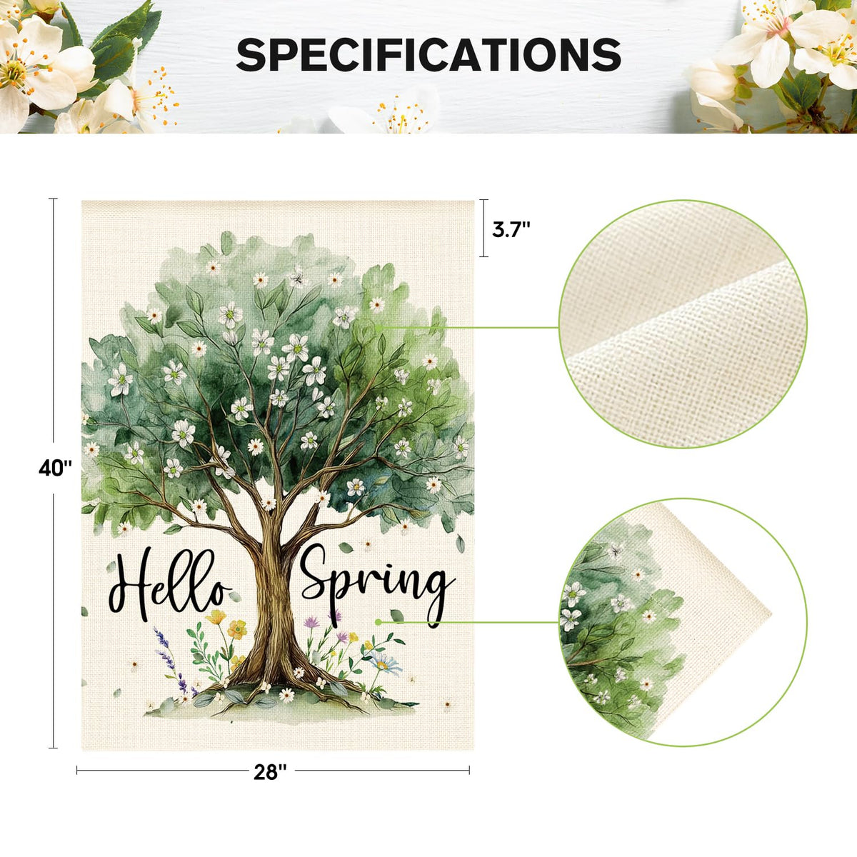 AVOIN colorlife Hello Spring flag durable polyester fabric close-up texture
