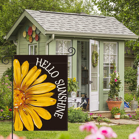 AVOIN colorlife Hello Sunshine garden flag back view shows double-sided print.