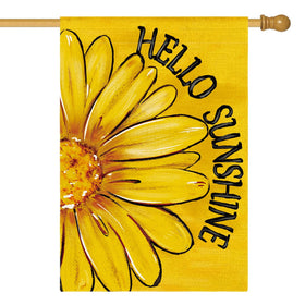 AVOIN colorlife Hello Sunshine flag front view with bright daisies for welcoming outdoor decor.