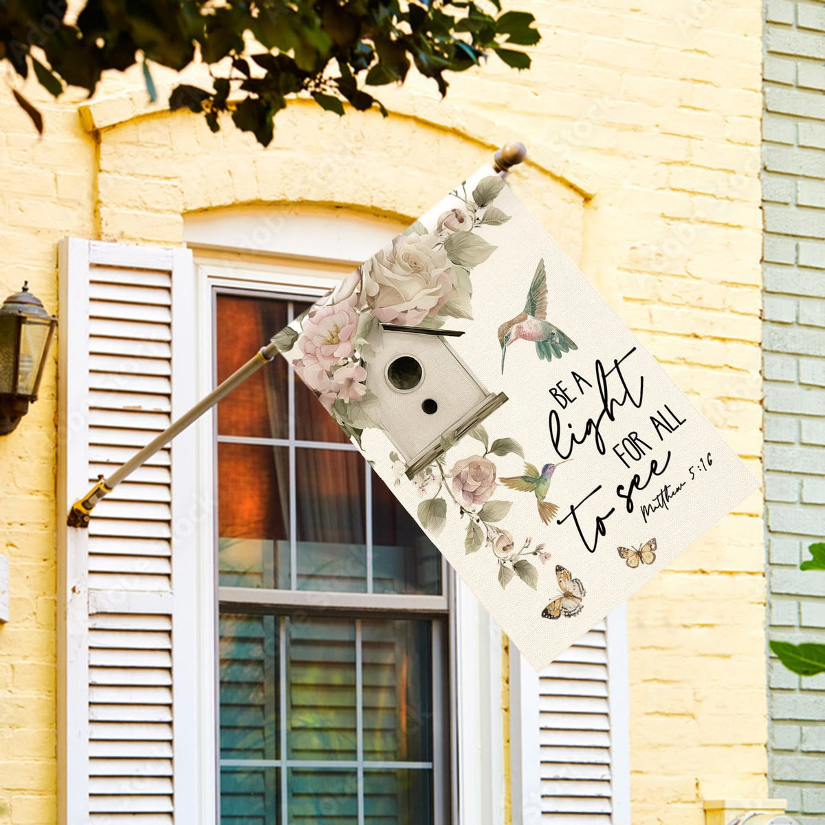 AVOIN colorlife hummingbird butterfly spring floral flag back view for yard visibility