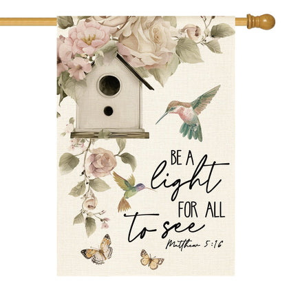 AVOIN colorlife hummingbird butterfly spring floral flag front view for outdoor decor
