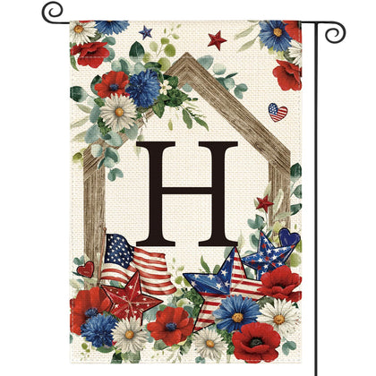 AVOIN colorlife H monogram patriotic garden flag front view for yard display