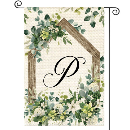 AVOIN colorlife Initial Letter P monogram flag, front view for porch display