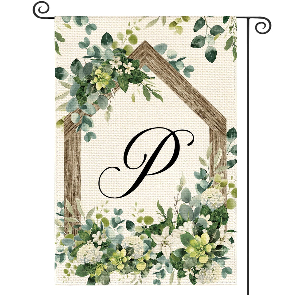 AVOIN colorlife Initial Letter P monogram flag, front view for porch display