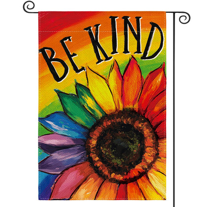 AVOIN colorlife Be Kind Pride Sunflower flag front displays vibrant garden decor.