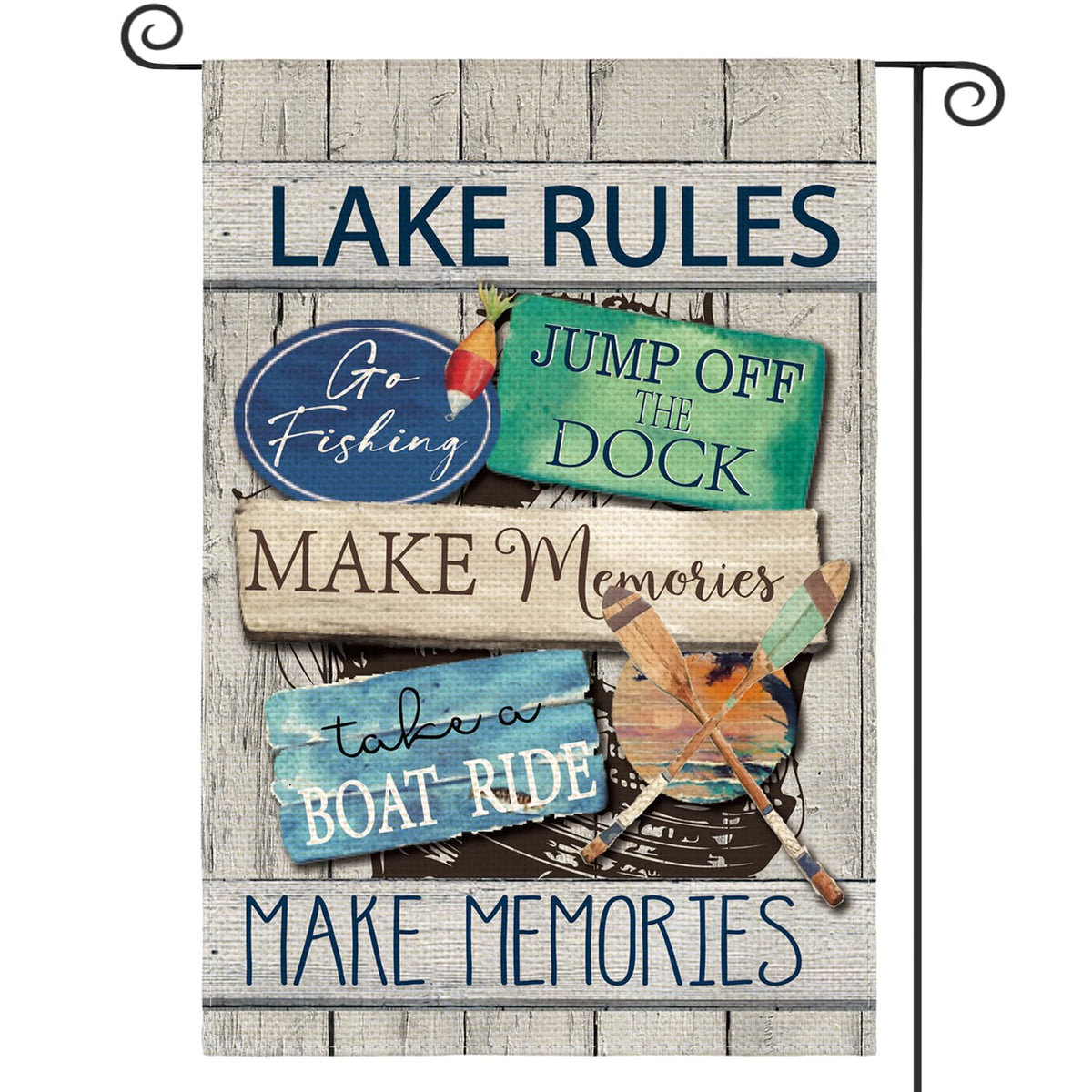 AVOIN colorlife Lake Rules flag vertical design for porch or dockside decor