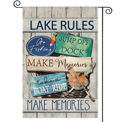 AVOIN colorlife Lake Rules flag vertical design for porch or dockside decor