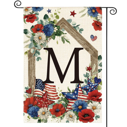 AVOIN colorlife M monogram flag front view for yard decor and curb appeal