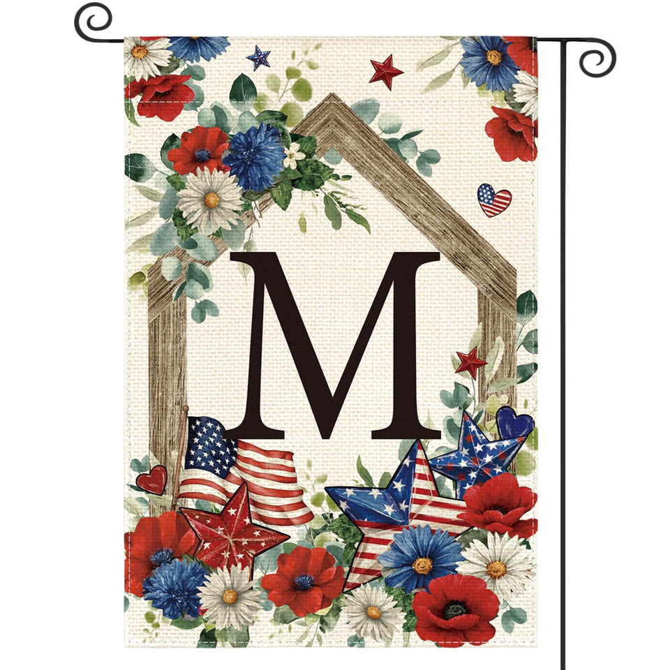 AVOIN colorlife M monogram flag front view for yard decor and curb appeal