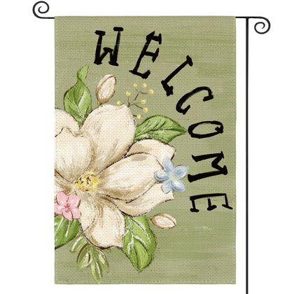 AVOIN colorlife Magnolia Spring flag front view with vibrant blooms, ideal for welcoming guests.