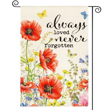 AVOIN colorlife memorial flag front view with poppies for outdoor remembrance