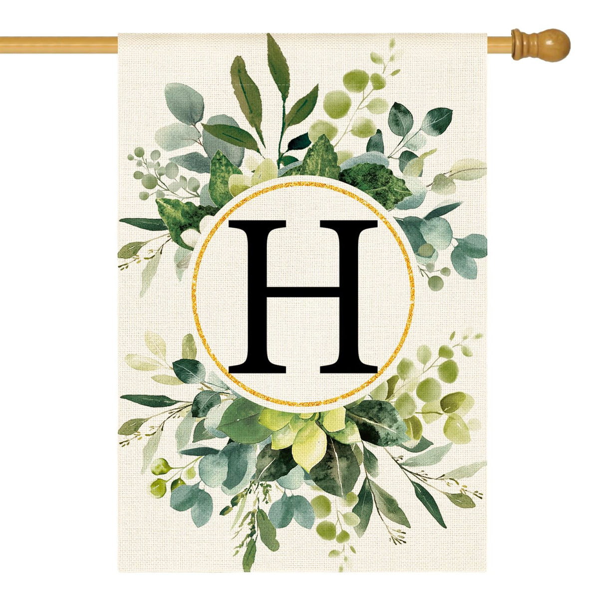 AVOIN colorlife monogram H floral flag front view for welcoming curb appeal