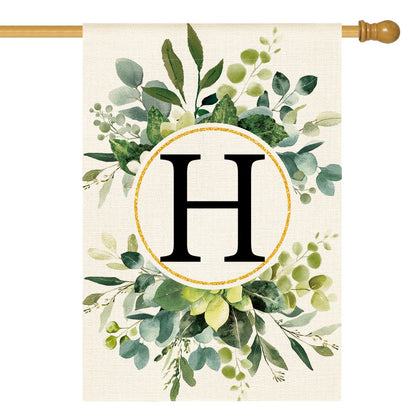 AVOIN colorlife monogram H floral flag front view for welcoming curb appeal