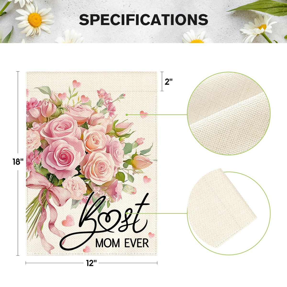 AVOIN colorlife Mother's Day garden flag in a garden scene to boost curb appeal