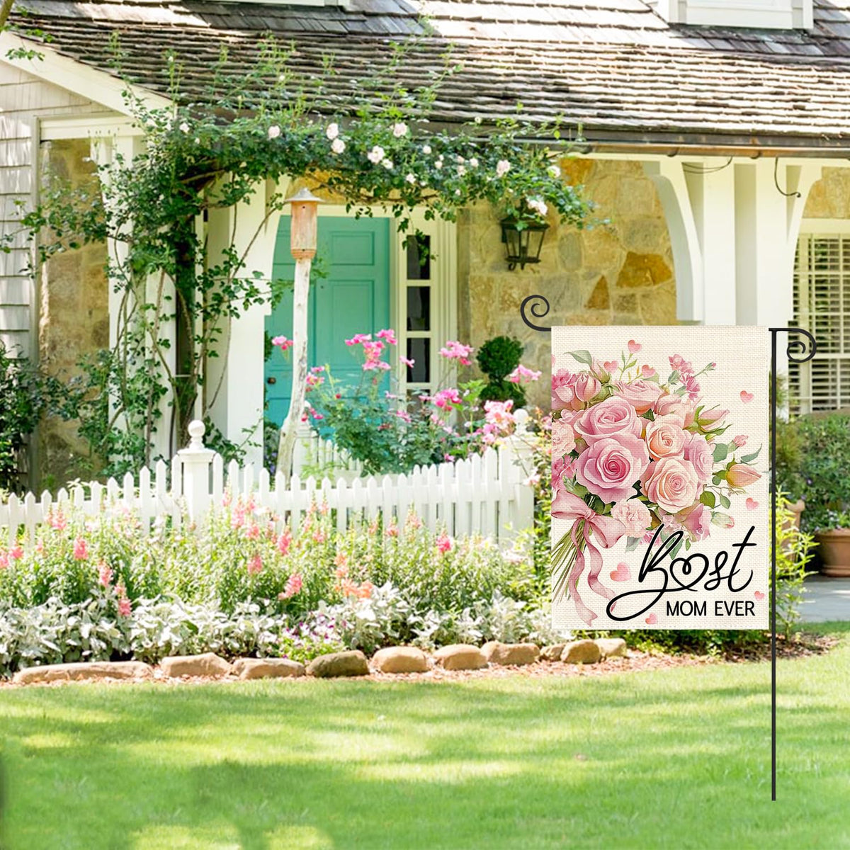 AVOIN colorlife Mother's Day flag close-up of floral bouquet for seasonal decor