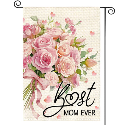AVOIN colorlife Mother's Day garden flag front view with floral bouquet welcoming guests