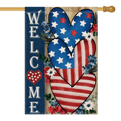 AVOIN colorlife patriotic welcome flag 28x40 front view enhances curb appeal for July 4th