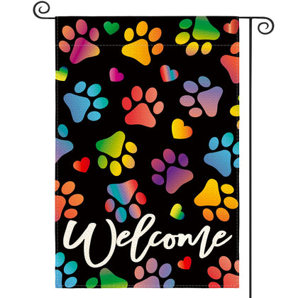 AVOIN colorlife Pets Paws flag front view for garden display and curb appeal