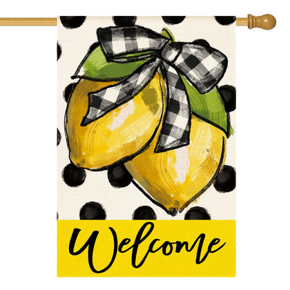AVOIN colorlife polka-dot welcome lemon flag, double-sided for inviting curb appeal.