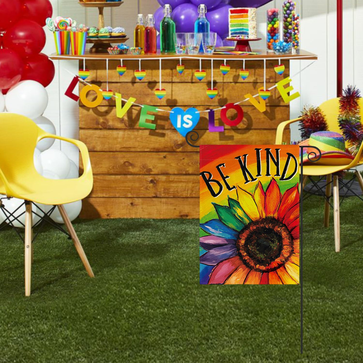 AVOIN colorlife Pride sunflower garden flag enhances outdoor decor during seasonal celebrations.