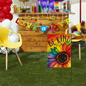 AVOIN colorlife Pride sunflower garden flag enhances outdoor decor during seasonal celebrations.