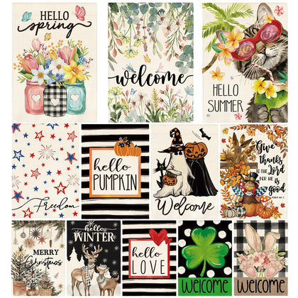 AVOIN colorlife seasonal flag set 12x18 collection for year-round garden decor.