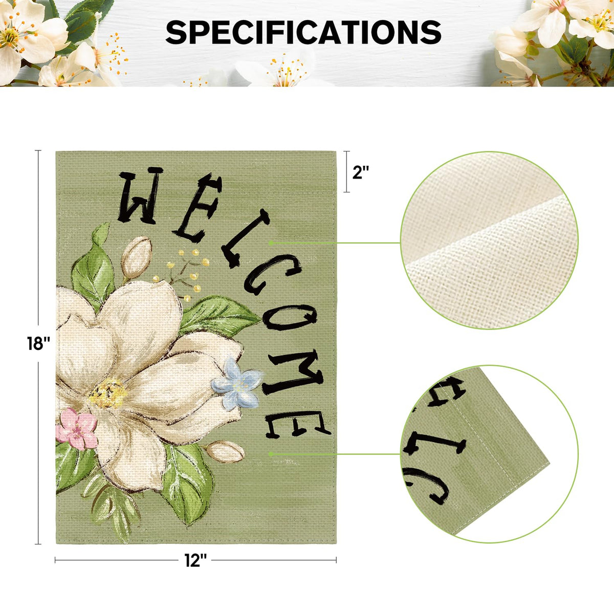 AVOIN colorlife Magnolia Spring flag perfect for patios and porches in springtime.