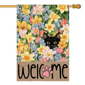 AVOIN colorlife Spring Floral House Flag on porch welcoming guests with color and charm
