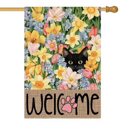 AVOIN colorlife Spring Floral House Flag on porch welcoming guests with color and charm
