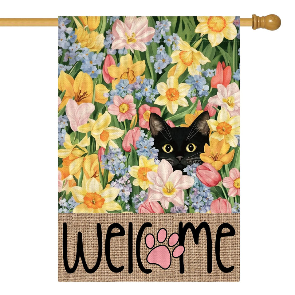 AVOIN colorlife Spring Floral House Flag on porch welcoming guests with color and charm