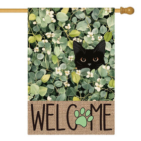 AVOIN colorlife eucalyptus floral flag for welcoming guests outdoors.