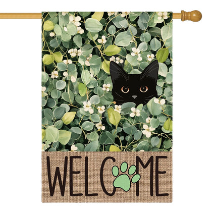 AVOIN colorlife eucalyptus floral flag for welcoming guests outdoors.