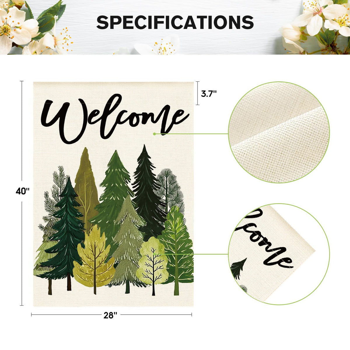 AVOIN colorlife Spring Trees flag sleeve-tab ensures easy mounting on standard poles.