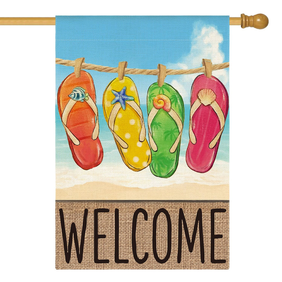 AVOIN colorlife Summer Beach Flag, front view, vibrant outdoor decor