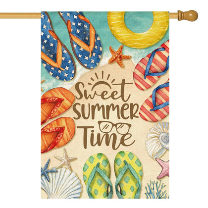 AVOIN colorlife summer beach flag front view for welcoming guests outdoors