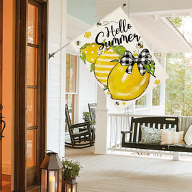 AVOIN colorlife summer flag in garden adds welcoming atmosphere to yard.