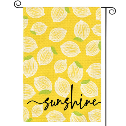 AVOIN colorlife Summer Lemon Garden Flag 12x18 on porch adds seasonal charm.