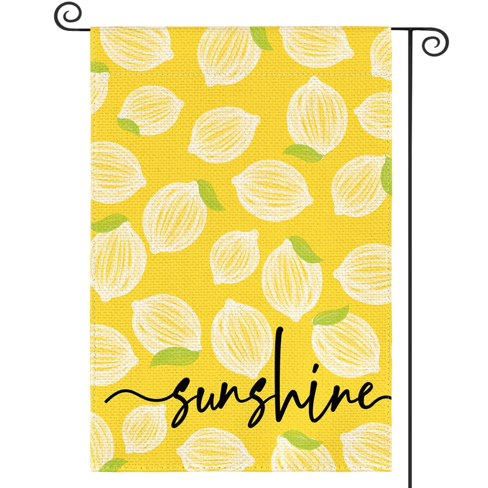 AVOIN colorlife Summer Lemon Garden Flag 12x18 on porch adds seasonal charm.