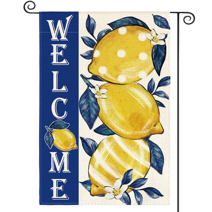 AVOIN colorlife Summer Lemon Garden flag front view for welcoming guests.