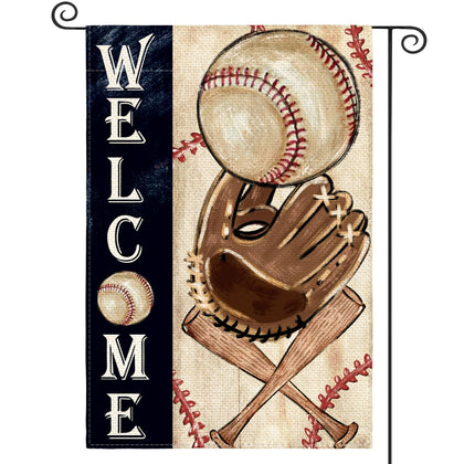 AVOIN colorlife welcome baseball flag front view, durable outdoor decor for yards.