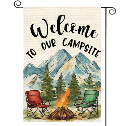 AVOIN colorlife welcome campsite flag 12x18 front view for outdoor decor